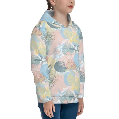 Corals and Seashells 1 Kids Pullover Hoodies Boys Sweatshirts Girls Athletic Clothes with Pocket3