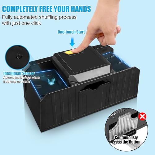 image for Hysagtek Automatic Sensor Card Shuffler 2 Decks, USB/Battery-Operated 