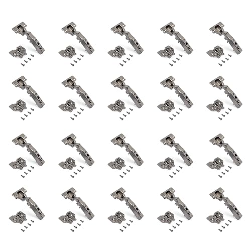 Emuca - Kit charnière droite X91N et embase, Embase à visser, Ouverture 105º. Titane, Acier, 20 ut.