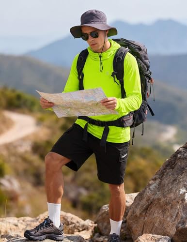 Image of PINSPARK UPF 50+ Sun Protection Hoodie Men with Mask Quick Dry Long Sleeve Fishing Hiking Shirts UV Rash Guard Lightweight