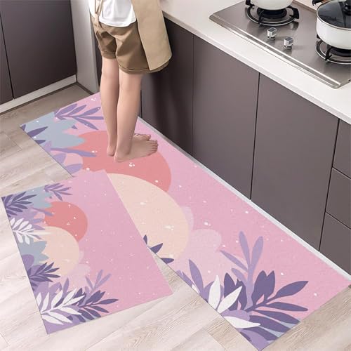 Alfombrillas de cocina para evitar salpicaduras juego de alfombras absorbentes rosa 4