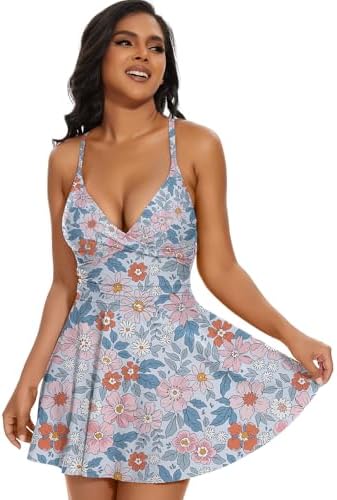 SHAPERIN Womens Halter Neck Swimsuit Tummy Control Swimwear Shapewear Ruched Padded Monokini Backless Bathing Suit, Red, XL - View #10