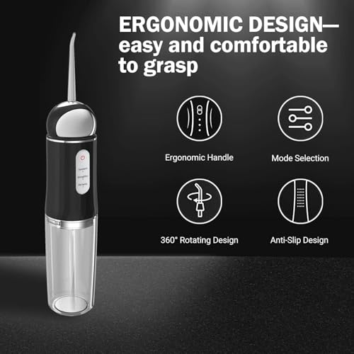 Water-Flosser-Cordless-Teeth-Cleaner MAKJUNS Water Dental Flosser with 3 Modes 4 Jets Rechargeable Dental Oral Irrigator for Home Travel (Premium Black) - Thumbnail 3