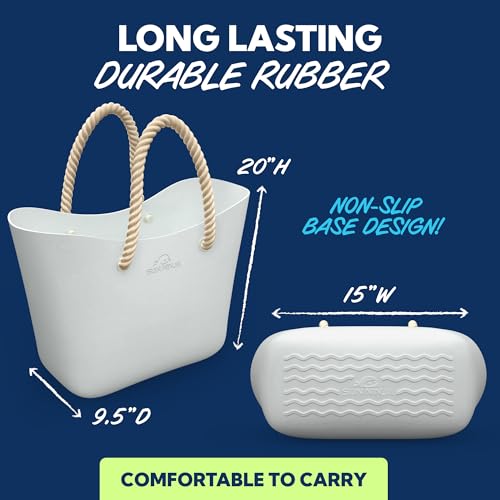 SUN NINJA Rubber Beach Bag - Extra Large Waterproof EVA Tote Bag with Rope Handles for Beach4