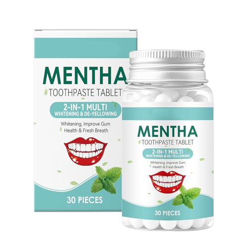 Pasta de dientes sólida,30 pastillas de dentífrico de limpieza profunda y con efecto blanqueador - Pastillas de Dentífrico Blanqueadoras,Para uso en interiores, exteriores, vacaciones y viajes de
