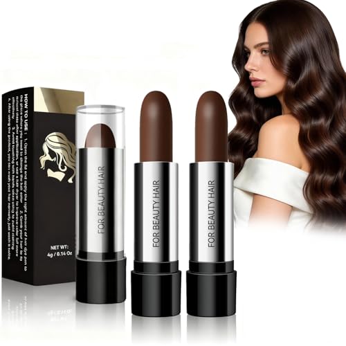 Virecose 2pcs Stick Barra Color Cabello Marrón oscuro, Lápiz de Color de Cabello, Retoca Raíces para Cubrir Canas, Cobertura Instantánea