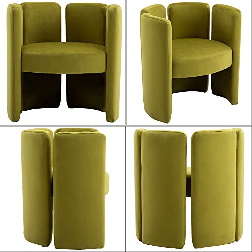 Dm Furniture Modern Velvet Dining Chairs Set Of 2 Cute Barrel Side Chairs Upholstered Accent Chair For Living Room/Dining Room/Bedroom/Reception Area, Olive #TOP6