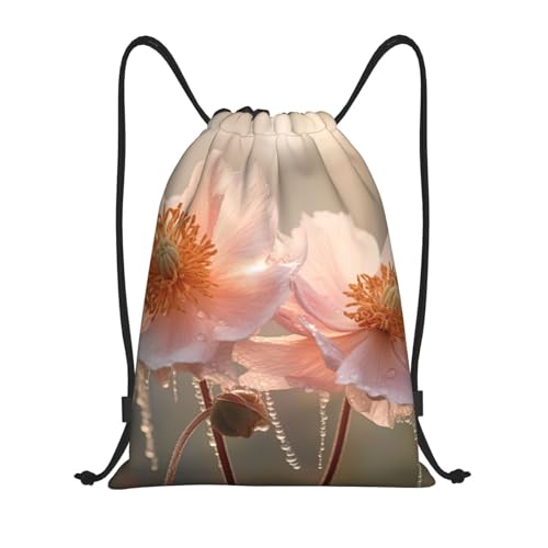 3 Colorful Flowers print Drawstring Bag Sack Gym Bag Ditty Bag for Gym Traveling, Hiking, Yoga, Shopping for Adult