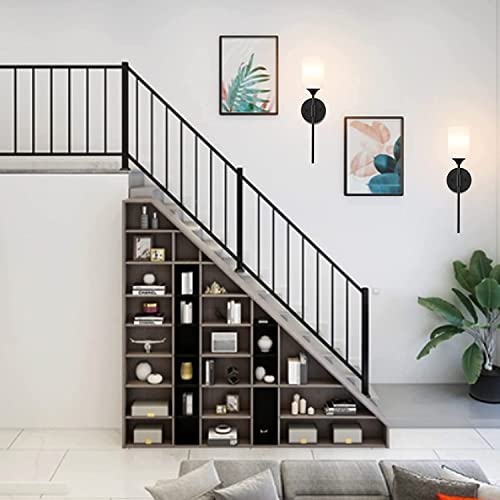 Image of SINOMAN Black Wall Mounted Lamp with Glass Shade Contemporary Accent Light for Indoor Spaces, E27 Bulb Compatible, Ideal for Bedrooms, Hallways, and Living Areas (Without Bulb)