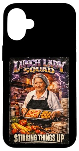 Lunch Lady Squad Stirring Things Up School �J�t�F�e���A �u�[�c���b�O �X�}�z�P�[�X iPhone 16 Plus �p
