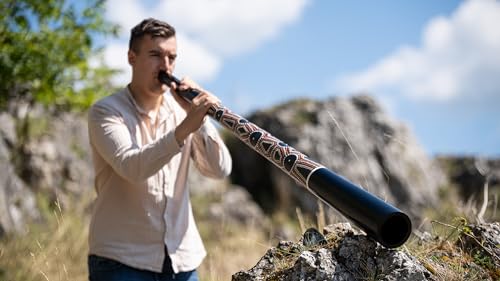 Sonic Energy Sliced Pro Didgeridoo – Reise Instrument mit Schraubmechanismus – Stimmung E – Mahagoniholz, schwarz gepunktet (DDPROFPE)