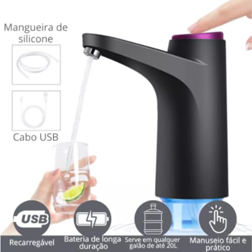 Bomba Eletrica Para Galão De Água Mineral De 10 Ou 20 Litros Recarregável PREMIUM