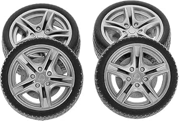 4Pcs Tires,Simulation Rubber Wheel Tire Wheel Toy Model DIY RC Spare Parts Easy Installation Small in Size,Wheel Sets,Remote and App Controlled Vehicles and Parts,Wheels and Tires(Black 48mm)