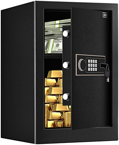 2.2 Cubic Large Safe Box Fireproof Waterproof, Fireproof Safe with Digital Keypad Key, Security Home Safe for Pistols Ammunition Money Documents Valuables