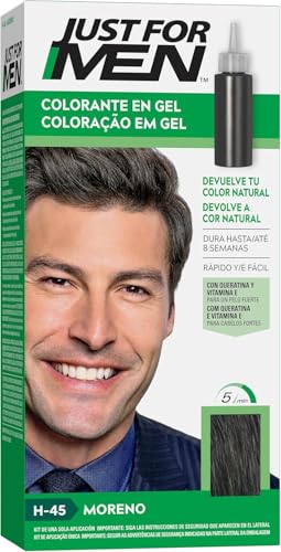 Just For Men Tinte Colorante en Gel, Coloración Masculina, Cubre Las Canas, Devuelve Tu Color Original Para Una Apariencia Natural - Tono Moreno, H45 (3 Pack)