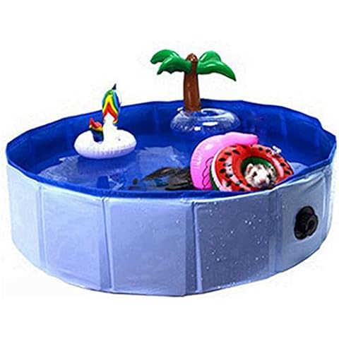 Foldable Collapsible Ferret Bathing & Cooling Swimming Pool, Durable Bath Tub, Swimming Bath Water Washer for Ferrets & Small Animals, Bonus-Ferret Swim Ring (80x20cm(31.5''x7.9'')) Cover