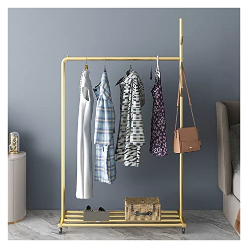 Perchero de pie de diseño minimalista negro dorado con barra de secado interior 4