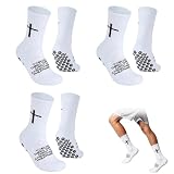 3er Grip Socken Herren Kreuz Bibelvers Rutschfest Weiß Einheitsgröße Sport