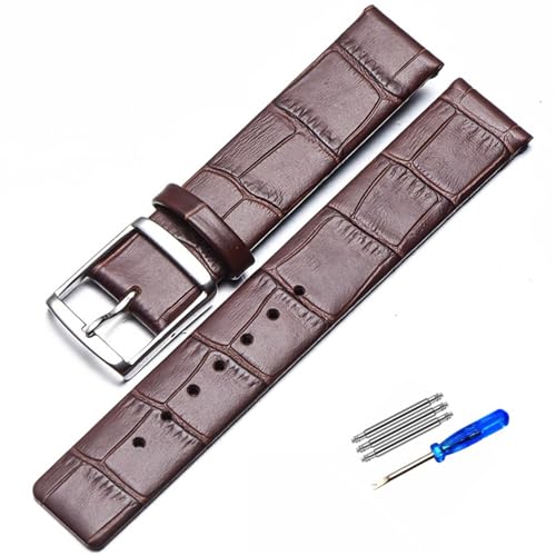 Bracelet de montre 22mm boucle ardillon robuste en cuir marron pour CK