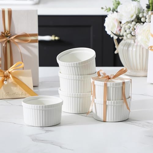 Malacasa RAMEKIN.DISH-003-LID Ramekins 8 Oz Oven Safe, White Porcelain Creme Brulee Souffle Ramekins Set Of 6, Ceramic Custard Cups thumb #8
