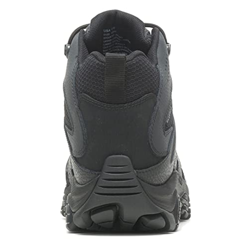 Merrell Men's Moab 3 Mid Waterproof Tactical Boots, Comfortable Leather Outdoor Hiking Work Shoes, Black, 11.5 Wide by Merrell - Used condition - Image 4