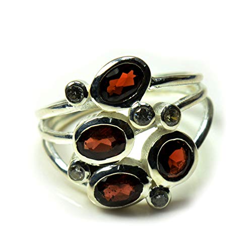 Bague grenat naturel argent sterling 925 à porter au quotidien de la taille 46 à 68