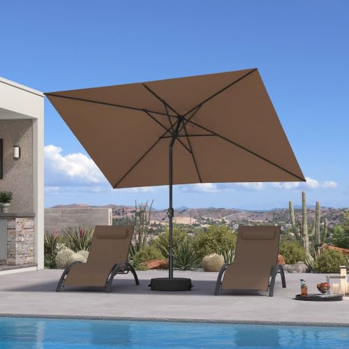 PURPLE LEAF Patio Market Umbrella 6.5' x 10' with Base UV Protection, Taupe