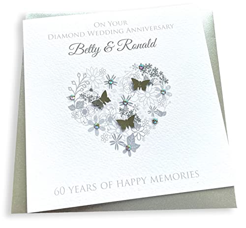 Handmade Personalised Diamond /60th Wedding Anniversary Card