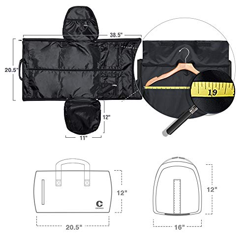 ACSTEP Travel Suit Bag,Garment Bags for Travel,45L Convertible Suit Bag for Men Women,Waterproof Duffle Shoulder Garment Bags, Black