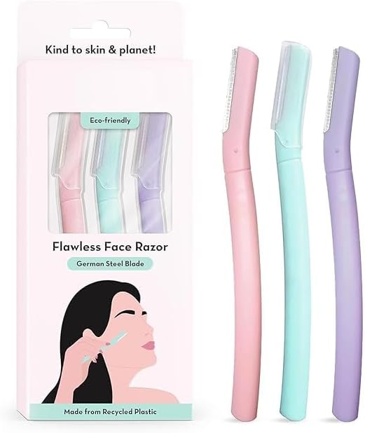 Mini Face & Eyebrow Razor with Single German Steel Blade | Painless Hair Removal for Upper Lips, Forehead, Sideburns | Prevents Razor Burns