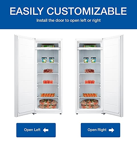 Koolatron Garage-Ready Upright Freezer, 7.0 Cu Ft (198L), White, Low-Frost, Space-Saving Flat Back, Tempered Glass Shelves, Reversible Door, Pizza Compartment, For Garage, Shed, Basement, Cottage #TOP7