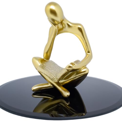 Estátua Decorativa Figura Pensador Enfeite Mesa Sala Rack Escultura Resina Abstrata Moderno Enfeite
