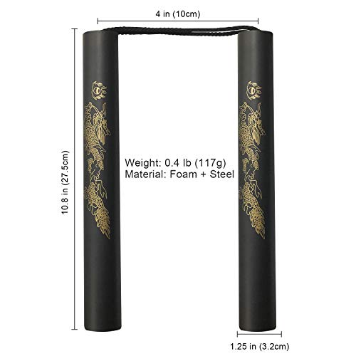 zalani Nunchucks Nunchakus-Foam Safe Rubber Martial Arts Nunchakus for Kids/Beginner Practice(Black-2 Pack)