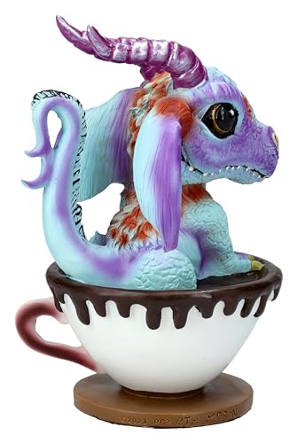 Figurine dragon bleu-violet de Ruth Thompson, statue décorative en tasse de 13,5 cm