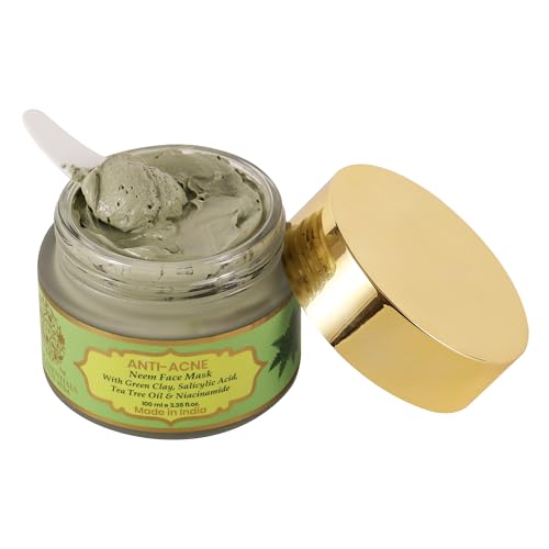 Image of RYLLZ ESSENTIALS Anti-Acne Neem Face Mask | Clear Skin with Green Clay, 2% Salicylic Acid, 10% Niacinamide, Green Tea Extract & Aloe Vera Gel | For Acne, Dark Spots, Oil Control, Open Pores, Uneven & Dull Skin | For All Skin Types | 100 ml