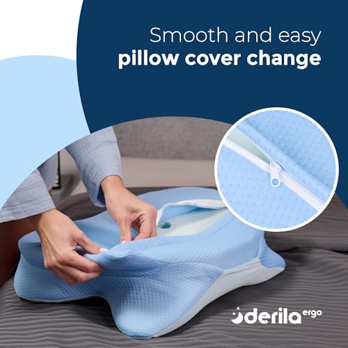Derila Ergo Pillowcase Cervical Neck Pillow for Sleeping Pillow Case Contour Memory Foam Pillows for Back, Side Sleeper (Pillowcase - 21.25 x 14.17 x 4.72 in) Pillow Case only by Derila - Image 5