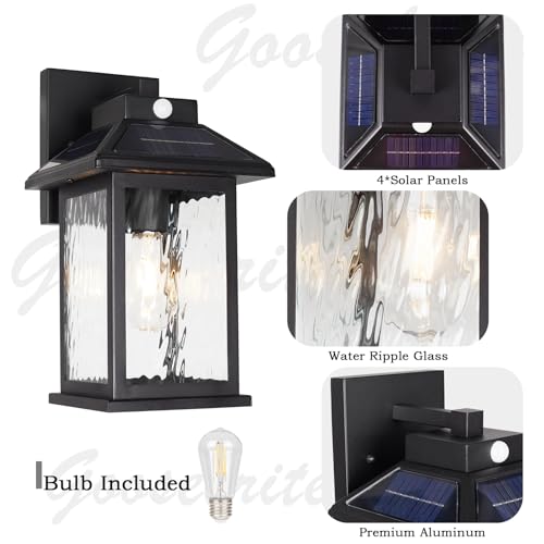 Solar Wall Lanterns Outdoor Motion Sensor, Solar Powered Porch Light Fixture, Waterproof Dusk to Dawn Outdoor Wall Sconce Lantern Lamp for Garage Shed Barn Yard Garden Front Door by Goosebrite - Used condition - Image 5