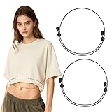 Syn-zer 2 Pcs Shirt Tuck Band for Women, Adjustable Crop Tuck Belt - Elastic Waist Band to Change The Style & Secure Sweaters & Tops, and Shirts for a Hassle-Free Look