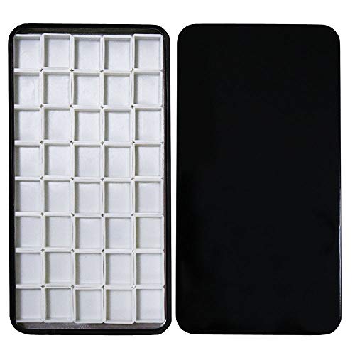FCLUB Watercolor Tins Palette Paint Case with 40Pcs Empty Half Pans and 40pcs