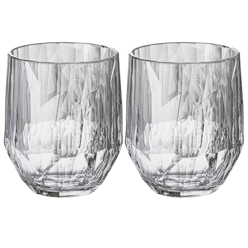 Koziol Superglas Club No. 24, 2 Stück, 400 ml, Rotwein-Tumbler, Glas aus kristallklarem Kunststoff, luxuriös, unzerbrechlich, wiederverwendbar, Party, Camping, 2er Set (luxury light grey)