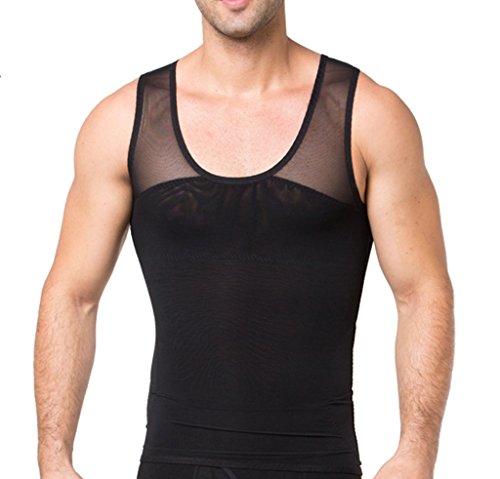 JIAO MIAO Men's Compression Shirt to Hide Gynecomastia Moobs Chest Slimming Body Shaper Undershirt,S379-02-XL