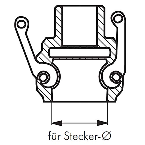 Fittingteile - Scatola di collegamento rapido Kamlock con beccuccio per tubo di tipo C (materiale: ottone – Tubo Ø interno: 63 mm)
