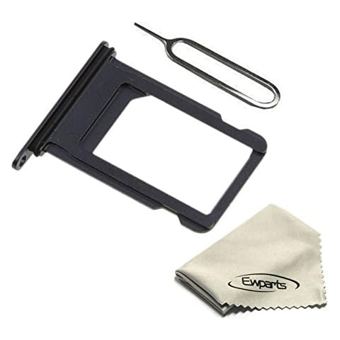 Ewparts for iPhone 7 Plus Sim Card Tray Replacement with Waterproof Rubber & Eject Pin (Jet Black) Cover