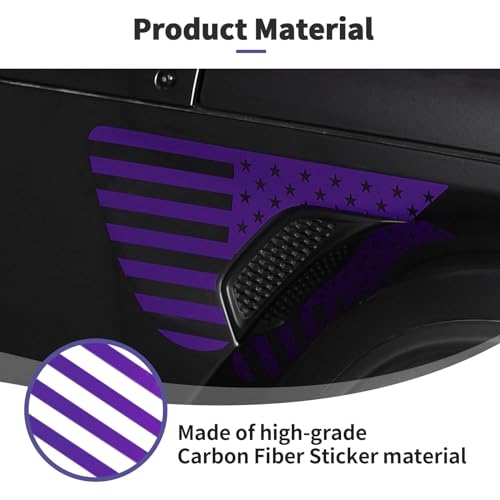 Image of Side Fender Vent Sticker US Flag Decals Vinyl Sticker Compatible with Jeep Wrangler JL JLU Gladiator JT 4xe 2025-2018 2pcs Purple