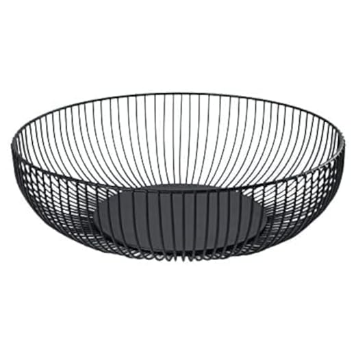 Black Metal Wire Fruit Basket Bowl For Kitchen,Living Room,Office - Large Decorative Centerpiece To Display Fruit, Vegetables, Bread, Candy, Household Items Or Use As A Gift Basket
