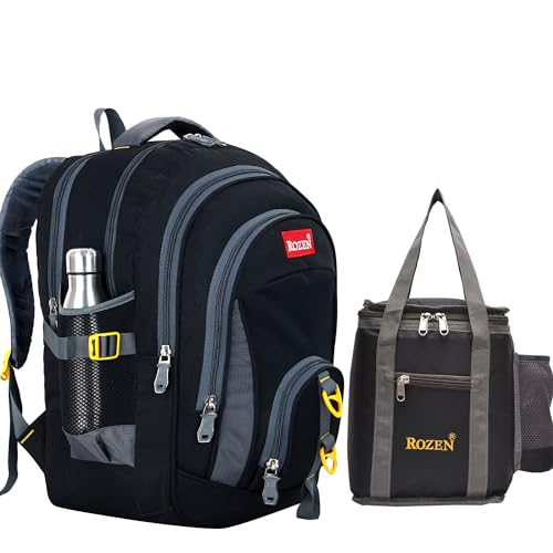 Image of ROZEN LARGE 50 LITERS COMBO SCHOOL & Lunch bag for Class 5-12 Large Multipurpose Backpack for Students, Water Resistant, Unisex Design, Stylish & Durable