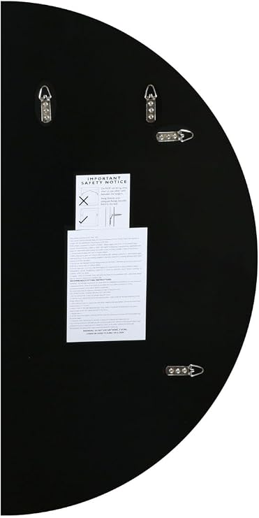 MirrorOutlet The Lunae - Large Frameless Semi Circle Moon Wall Mirror 39 X 20 (100cm X 50cm) Silver Mirror Glass On A Black Backing.