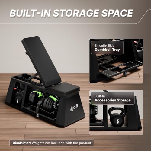 Image of Cult 4 in 1 Multi Home Gym with Cable Crossover, Adjustable Bench, Dumbbell & Weights Storage Rack | 300 Kg Capacity | 8-Level Incline /Decline | 3 Resistance Levels | Perfect for Home Gym
