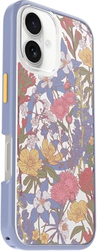 Image of OtterBox iPhone 16 (Only) - Symmetry Series Clear+ Case - Floral Purple (Clear) - Snaps to MagSafe - Ultra-Sleek - Raised Edges Protect Camera & Screen - Non-Retail Packaging