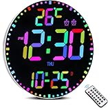 【Design polyvalent】: cette horloge murale LED peut être actionnée en appuyant sur le bouton mode ou en utilisant la télécommande, dispose d'un double réveil, 12/24 h, affichage de la température en ℃ ou ℉, compte à rebours, affichage de la semaine et de la date ; très adaptée pour la salle de sport, le magasin, le salon, le garage, le bureau, la salle de classe
